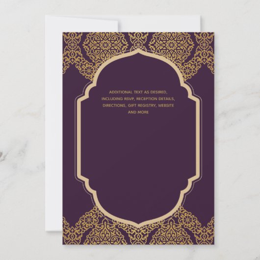 Elegante Pruim Bes Gouden Sierlijke Trouw Kaart (Achterkant)