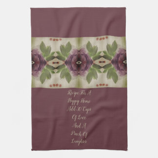 Elegante pruim bloemengeaccentueerd theedoek