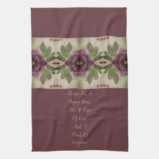 Elegante pruim bloemengeaccentueerd theedoek (Verticaal)