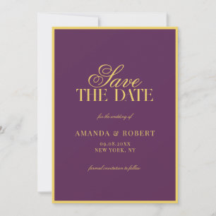 Elegante Pruim en Gele Oude Rijke Bruiloft Save The Date