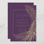 Elegante pruim- en taupekleurige trouwuitnodiging kaart (Voorkant / Achterkant)