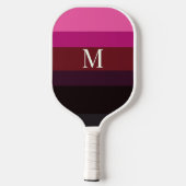 Elegante pruim fuchsia kleurblok monogramstempel pickleball paddle (Achterkant)