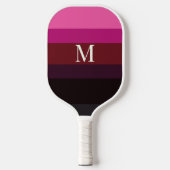 Elegante pruim fuchsia kleurblok monogramstempel pickleball paddle (Voorkant)