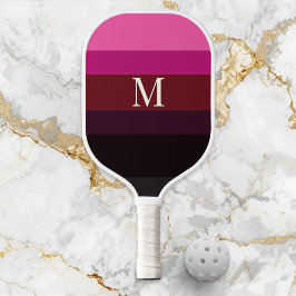 Elegante pruim fuchsia kleurblok monogramstempel pickleball paddle
