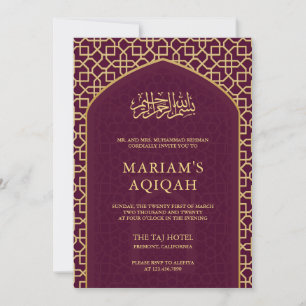 Elegante Pruim Goud Islamitische Mihrab Aqiqah Kaart
