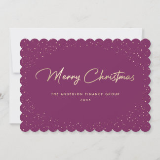 Elegante pruim gouden zakelijke kerstkaart