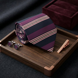Elegante pruim & marine multi-streep stropdas