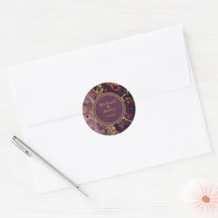 Elegante pruim met goud  ronde sticker