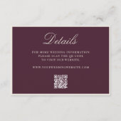 Elegante Pruim Old Money QR-code Details Bruiloft Informatiekaartje (Voorkant)