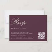 Elegante Pruim Oude Rijke Bruiloft QR Code RSVP Kaartje (Voorkant)