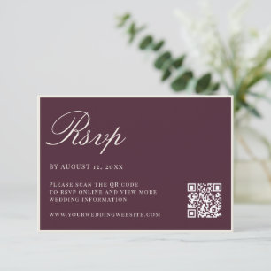 Elegante Pruim Oude Rijke Bruiloft QR Code RSVP Kaartje