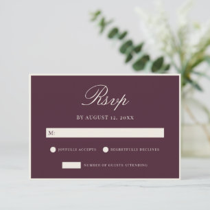 Elegante Pruim Oude Rijke Bruiloft RSVP Kaartje