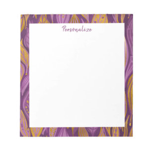 Elegante pruim paars goud abstract gebladerte notitieblok