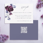 Elegante pruim paars & indigo blauw bloem QR-code  RSVP Kaartje