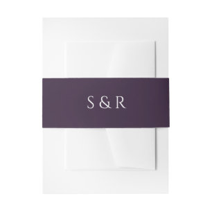 Elegante Pruim Paarse Monogram Uitnodiging Uitnodigingen Wikkel