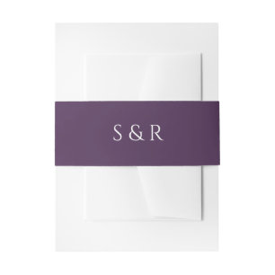 Elegante Pruim Paarse Monogram Uitnodiging Uitnodigingen Wikkel