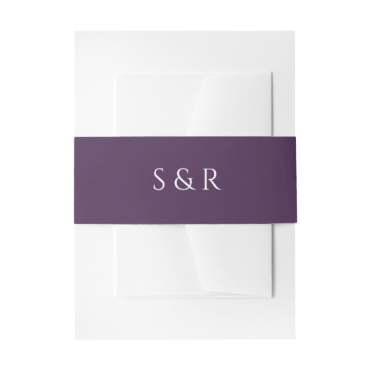 Elegante Pruim Paarse Monogram Uitnodiging Uitnodigingen Wikkel (Voorkant Voorbeeld)