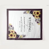 Elegante Pruim Paarse Zonnebloem Aquarel Bruiloft Wandkleed (Voorkant (horizontaal))