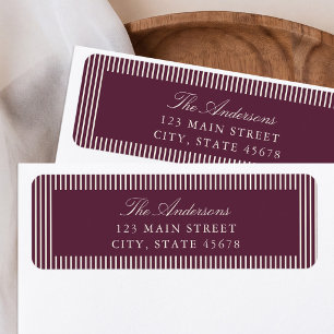 Elegante Pruim Strepen Retouradres Etiket
