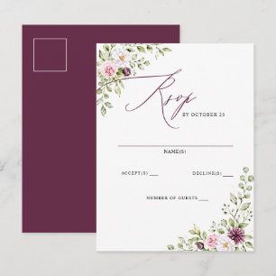 Elegante pruimen bloemrijke herfst winter bruiloft briefkaart