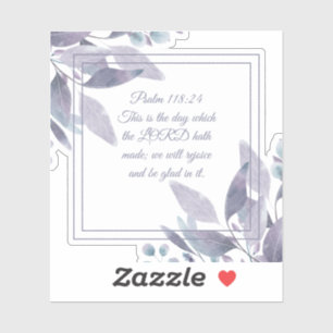 Elegante Psalm 118:24 Dit is de Dag Paarse Bloemen Sticker