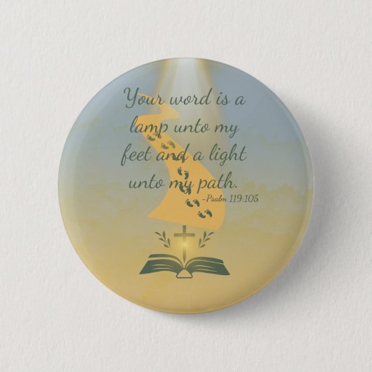 Elegante Psalm 119:105 Waterverf Ronde Button 5,7 Cm (Voorkant)