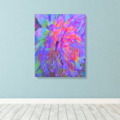 Elegante psychedelische decoratieve dahlia bloem canvas afdruk (Insitu (Houten vloer))