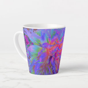 Elegante psychedelische decoratieve dahlia bloem latte mok