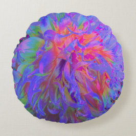 Elegante psychedelische decoratieve dahlia bloem rond kussen
