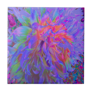 Elegante psychedelische decoratieve dahlia bloem tegeltje