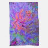 Elegante psychedelische decoratieve dahlia bloem theedoek (Verticaal)