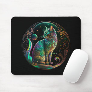 Elegante psychedelische kat moderne kunst   muismat