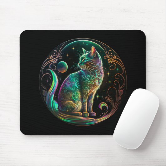Elegante psychedelische kat moderne kunst | muismat (Met muis)