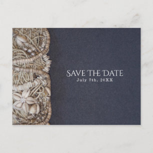 Elegante Puka-schelpen Bruiloft Save the Date Aankondigingskaart
