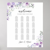 Elegante Puple Lila Bloemen Trouwstoel Grafiek Poster (Voorkant)
