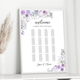 Elegante Puple Lila Bloemen Trouwstoel Grafiek Poster