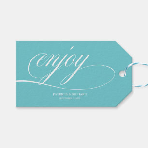 Elegante Purist Blauw Geniet Huwelijks Favorietlab Cadeaulabel