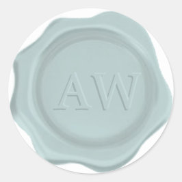 Elegante Purist Blauwe Monogram Trouw Waszegel Ronde Sticker