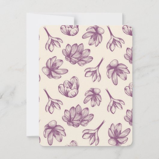 Elegante Purple Flowers & Blush Roze Initiaal Naam Notitiekaartje (Achterkant)