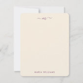 Elegante Purple Flowers & Blush Roze Initiaal Naam Notitiekaartje (Voorkant)