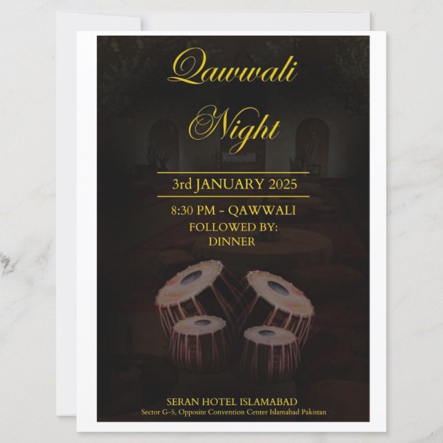 Elegante Qawwali Night Invitation Kaart (Voorkant)