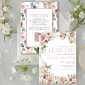 Elegante QR  Blush Roze Bloemen Achttiende Kaart