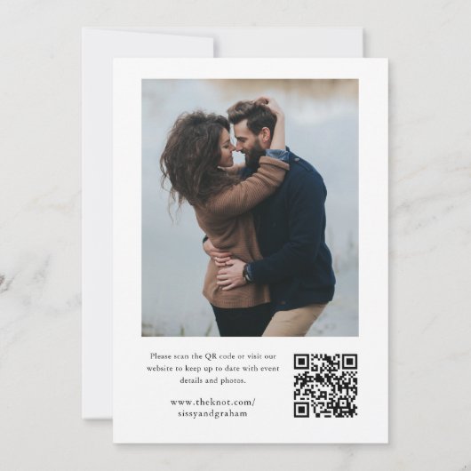 Elegante QR-code 2 foto bruiloft Save The Date (Achterkant)
