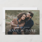 Elegante QR-code 2 foto bruiloft Save The Date (Voorkant)
