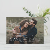 Elegante QR-code 2 foto bruiloft Save The Date (Staand voorkant)