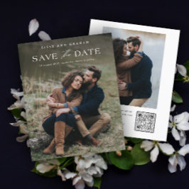 Elegante QR-code 2 foto trouwkaart Save the Date