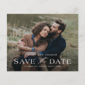 Elegante QR-code 2 foto trouwkaart Save the Date (Voorkant)