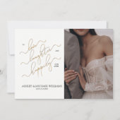 Elegante QR Code 2 fotoscript gelukkig ooit daarna Kaart (Voorkant)