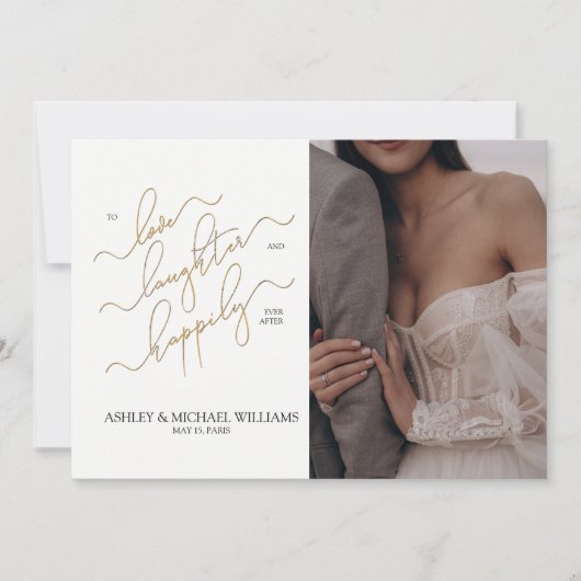 Elegante QR Code 2 fotoscript gelukkig ooit daarna Kaart (Voorkant)