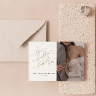 Elegante QR Code 2 fotoscript gelukkig ooit daarna Kaart